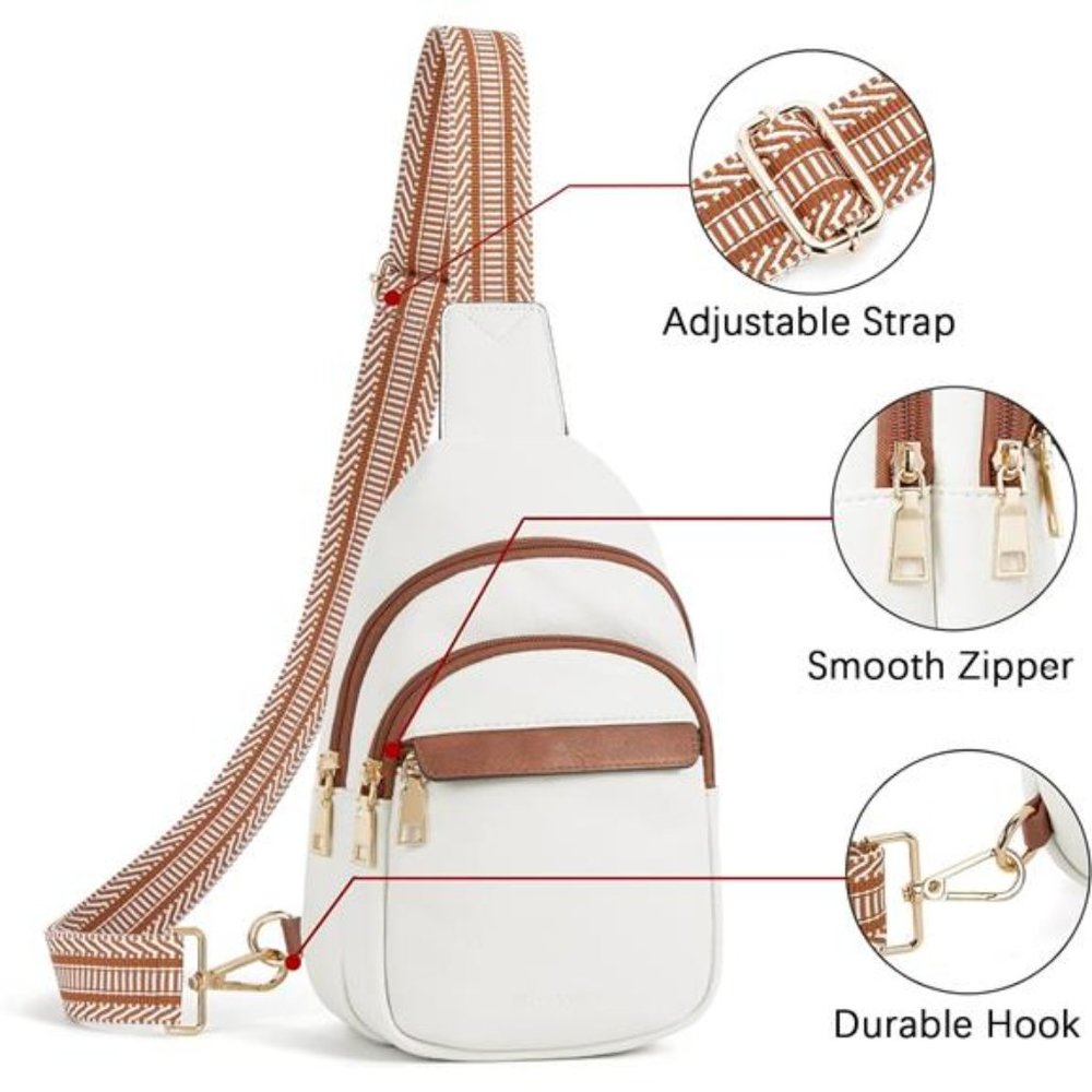 Small Sling Bag for Women Leather Crossbody BagsFanny Pack Chest Bag for Travel - Picture 6 of 7